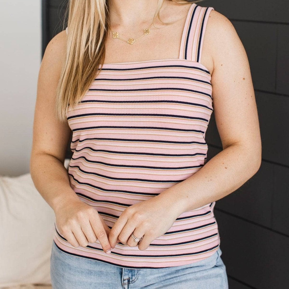 Chic Striped Knit Top – Size Medium